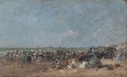 Eugene Boudin Beach Scene oil on canvas